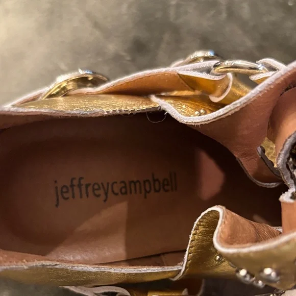 Jeffrey Campbell Gold Ankle Boots with Silver Accents - Picture 6 of 6